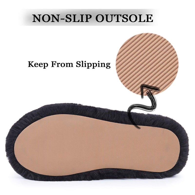 DL Soft Plush Fleece Bedroom Slippers - Women's Non-Slip House Slippers, Comfy Fuzzy Open Toe Design - Pink, Gray, Black, White - Image 5